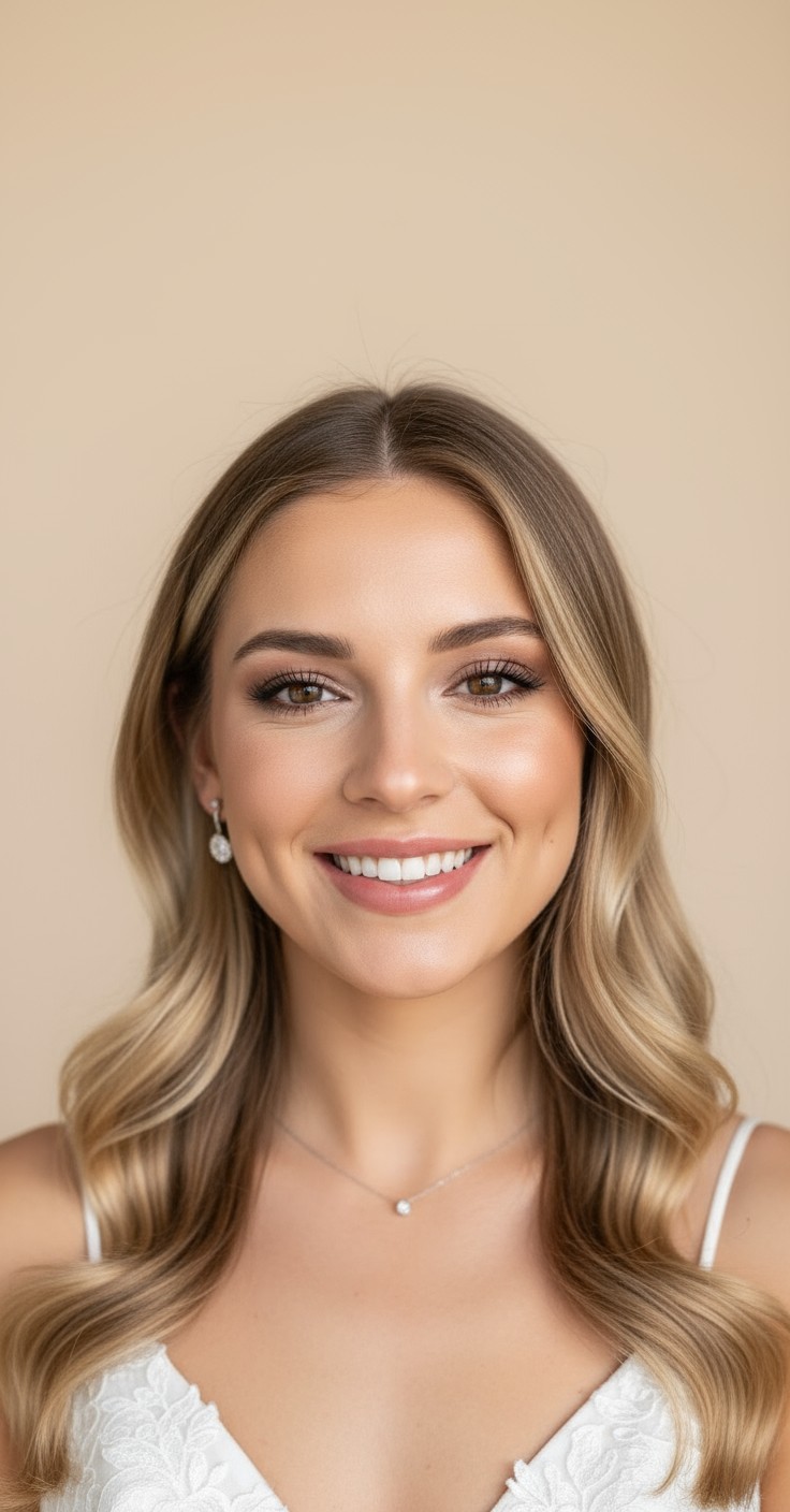 After Side Swept Hollywood Waves Wedding Hair